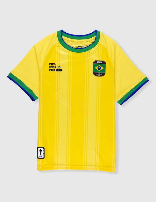 Jersey de selección de fútbol de brasil de manga corta Fifa para niño