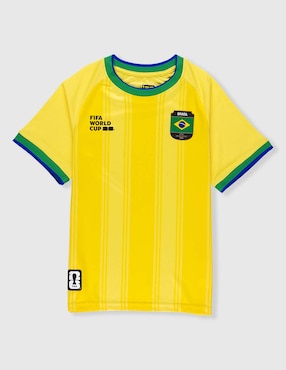 Jersey de selección de fútbol de brasil de manga corta Fifa para niño
