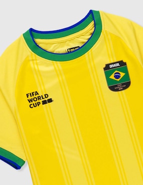 Jersey de selección de fútbol de brasil de manga corta Fifa para niño