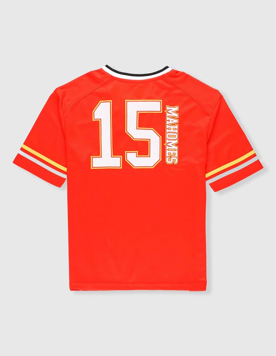 Jersey de Kansas City Chiefs local de Patrick Mahomes manga corta  fan para niño 2